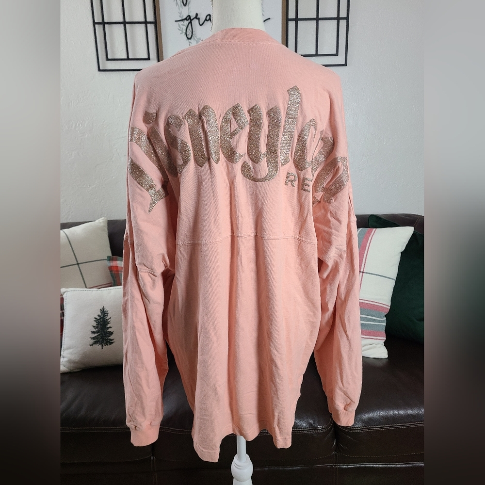 Disney Parks Spirit Jersey Peach Color With Gold Glitter‎ Lettering Women's XL